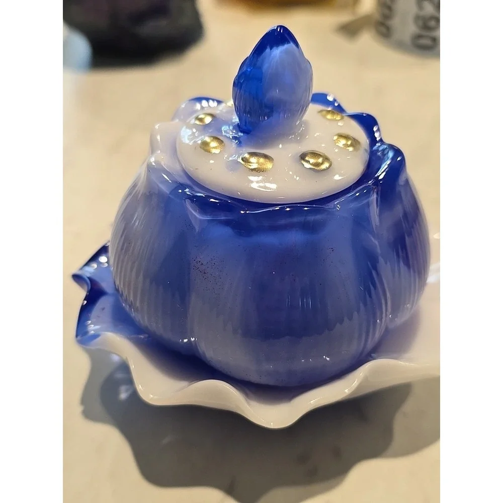 Handmade‎ Resin Blue And White Trinket Jar Stash Jar Decoration Gifts 628